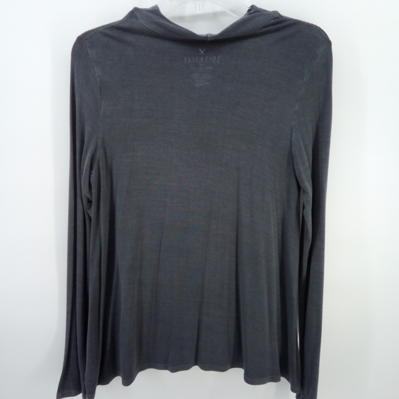 AEO Soft & Sexy Gray Keyhole Long Sleeve Shirt Small American Eagle Outfitters - Picture 7 of 9